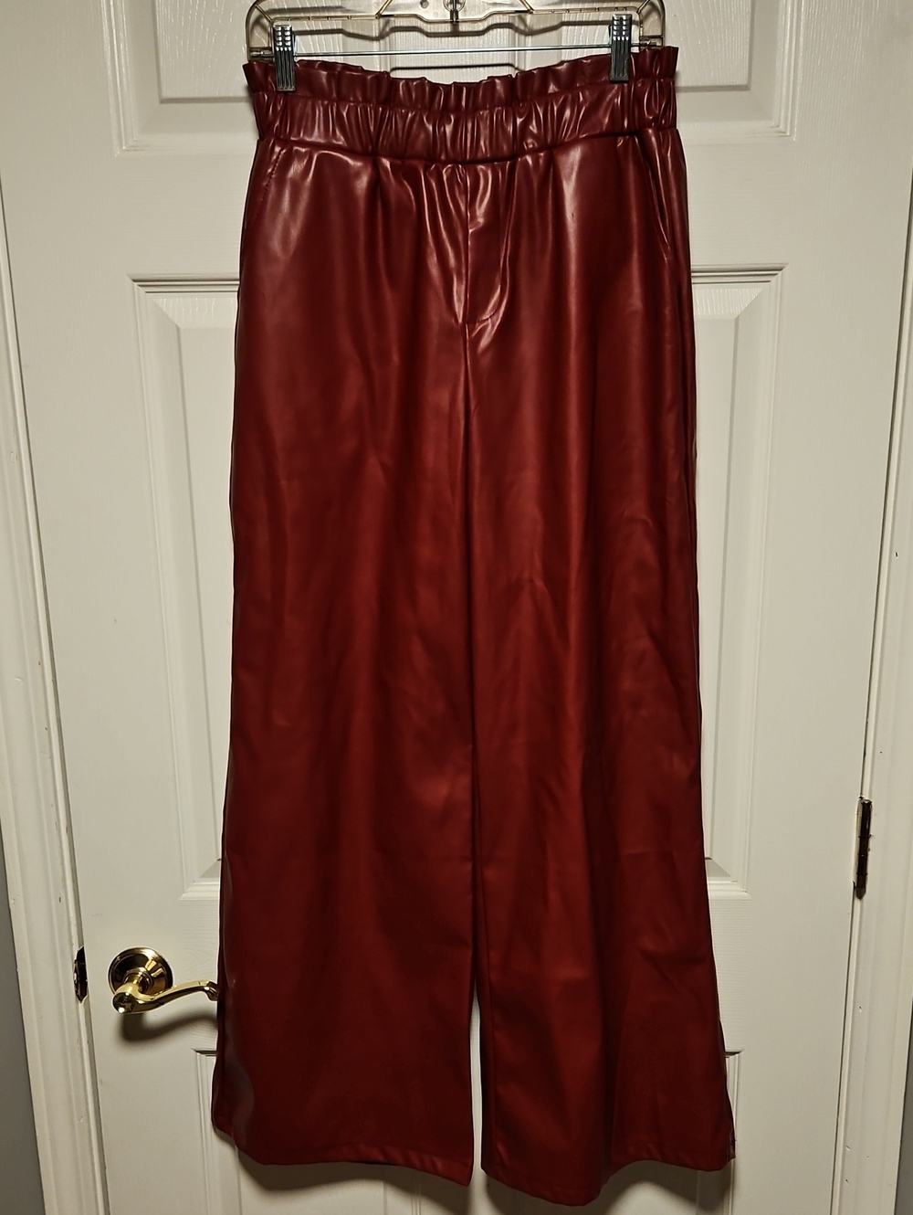 Umgee Faux Leather Wide-Leg Pants